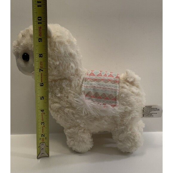 Kellytoy White Alpaca Llama Plush Stuffed Animal  Blanket Saddle Fringed READ - Picture 7 of 14